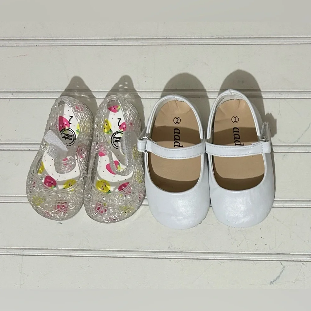 Baby Girl Shoes Size 2 White and Glitter Kids Set Spring Summer Casual Play Cute